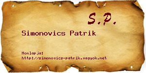 Simonovics Patrik névjegykártya
